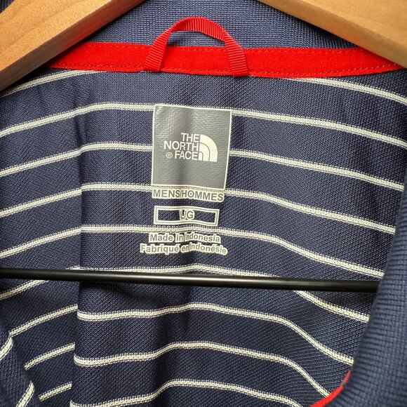 The North Face Men's Half Zip Striped Polo Shirt Navy Blue Size Large - Picture 4 of 6